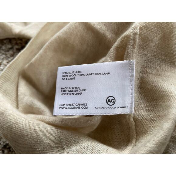 AG Adriano Goldschmied sz S Sweater Oversized 100% WOOL BOXY FIT Beige B25 - Picture 5 of 9